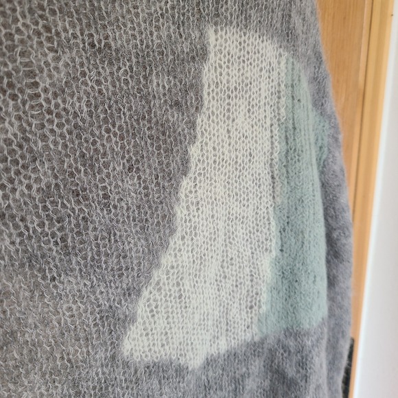 Zara Gray Alpaca Wool Blend Open Knit Colorblock Sweater MEDIUM Preppy Classic - Picture 8 of 8